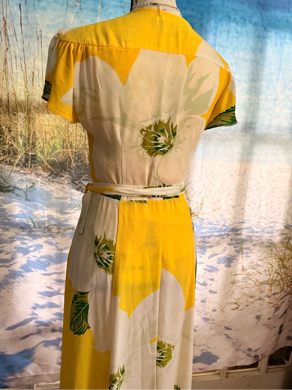 New York & Company Yellow & White Floral Wrap-Style Maxi Skirt - Picture 6 of 10